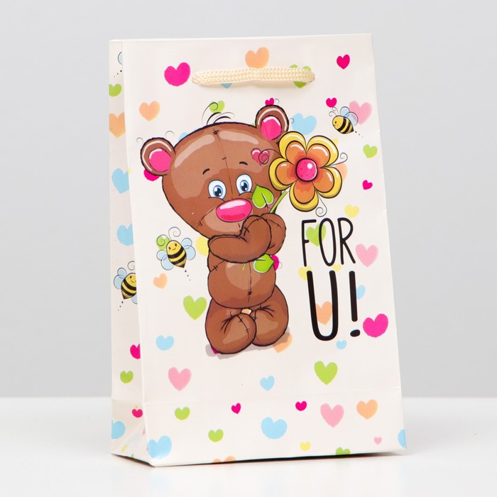 

Пакет ламинированный "Мишка For You!", 17,5 х 11,5 х 5 см
