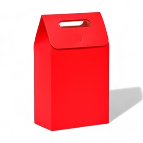 Коробка-пакет с ручкой, красная, 27 х 16 х 9 см