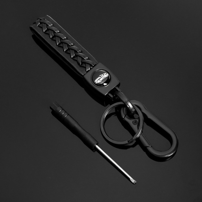 фото Брелок для ключей, петля кожа pu с карабином, кожа pu черный