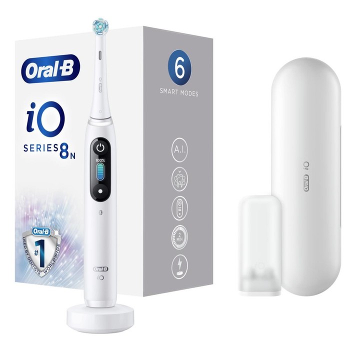 Электрическая зубная щётка Oral-B iO 8 White Alabaster 6 режимов Bluetooth АКБ белая 1750600₽