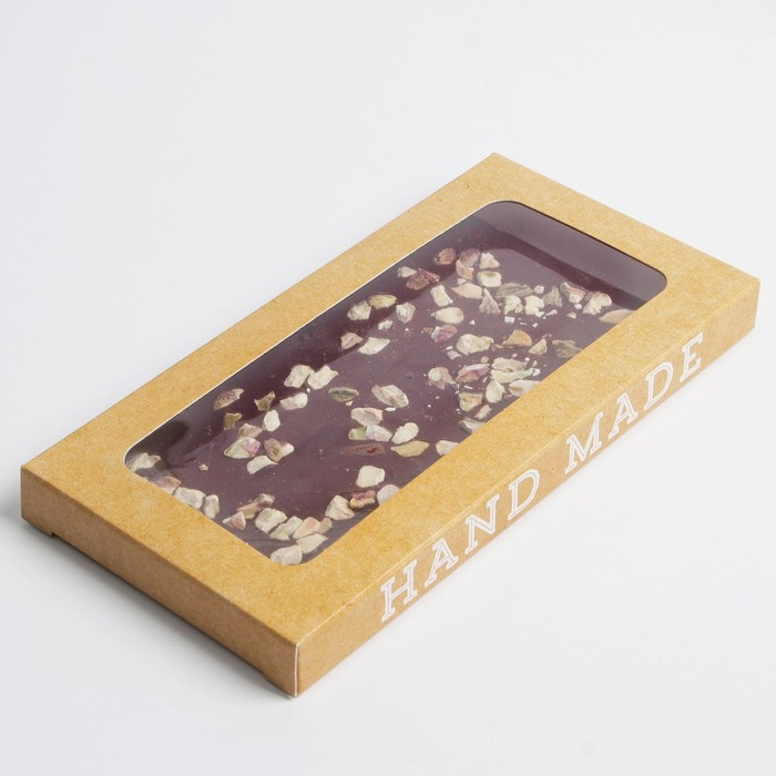 Коробка для шоколада «Hand made», с окном, 17,3 × 8,8 × 1,5 см