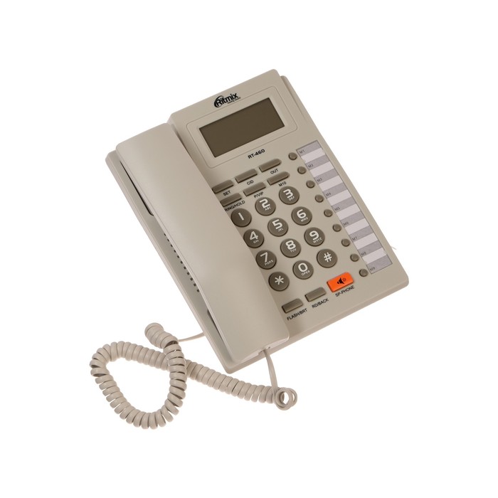 Проводной телефон Ritmix RT-460, дисплей, память номеров, однокнопочный набор, белый