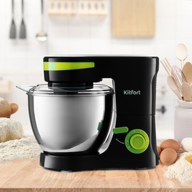 

Миксер Kitfort КТ-3044-2, планетарный, 1000 Вт, 4 л, 6 скоростей, черно-салатовый