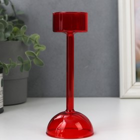 Подсвечник стекло на 1 свечу "Высокая ножка на шаре" красный d до 4,7 см 14,5х6,5х6,5 см