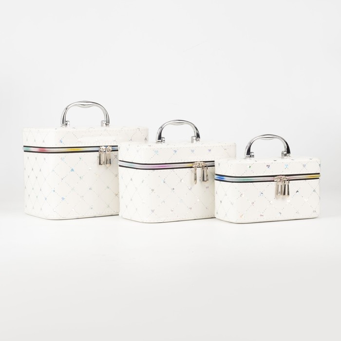 

Набор косметичек на молниях, 3 в 1, цвет белый