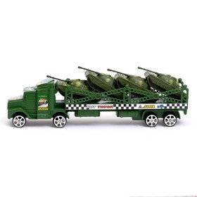 

Грузовик инерционный «Военный автовоз» с 4 танками, в пакете