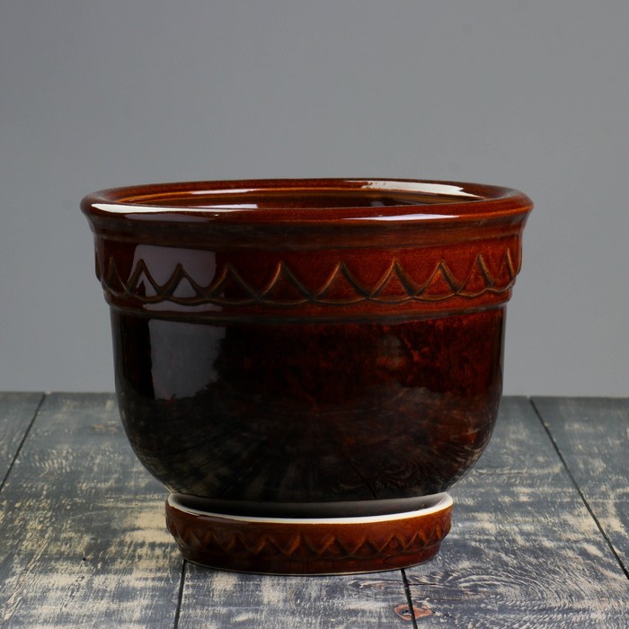 Кашпо "Бриз" коричневое 4 л