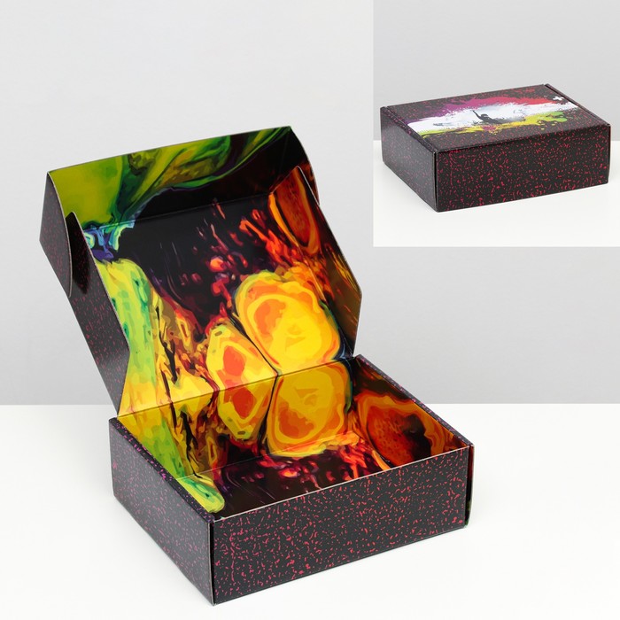 подарочная коробка текстура 21 х 14 х 9 см Подарочная коробка двусторонняя Краски 27 х 21 х 9 см