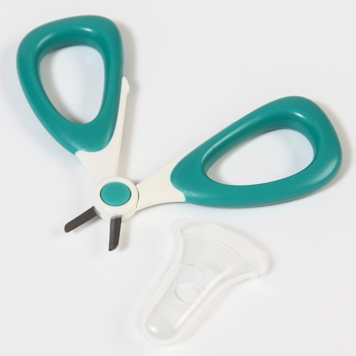 Детские маникюрные ножницы, цвет бирюзовый/белый