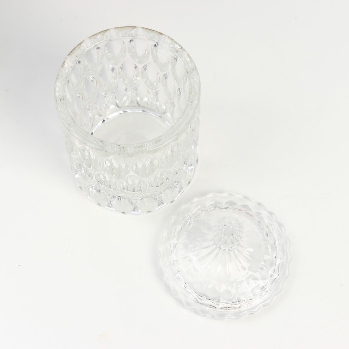Шкатулка стекло цилиндр "Узоры и купол" прозрачный 16х8,5х8,5 см