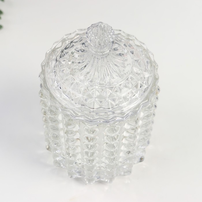 Шкатулка стекло цилиндр "Пузырьки и купол" прозрачный 16х8,5х8,5 см