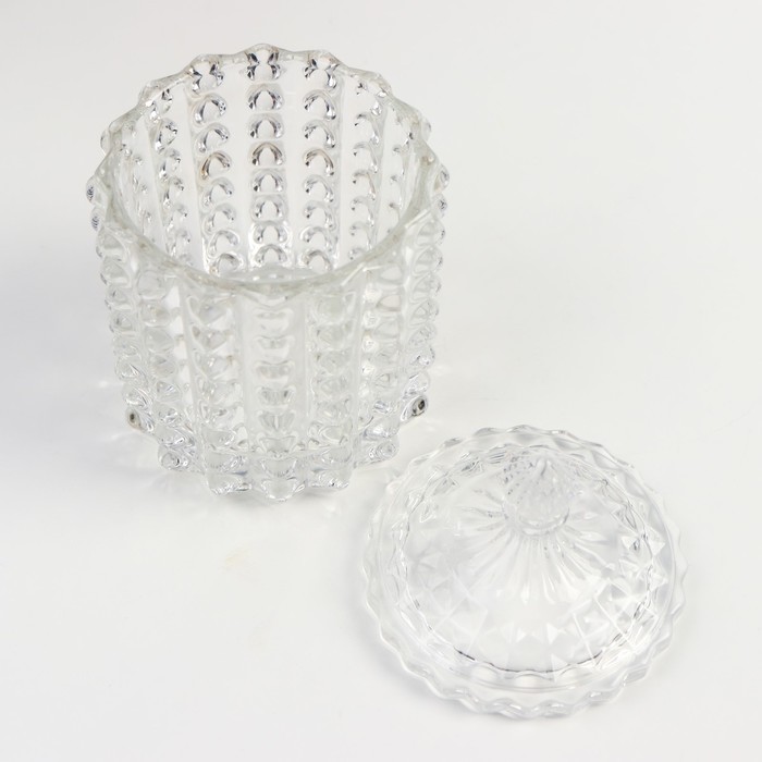 Шкатулка стекло цилиндр "Пузырьки и купол" прозрачный 16х8,5х8,5 см