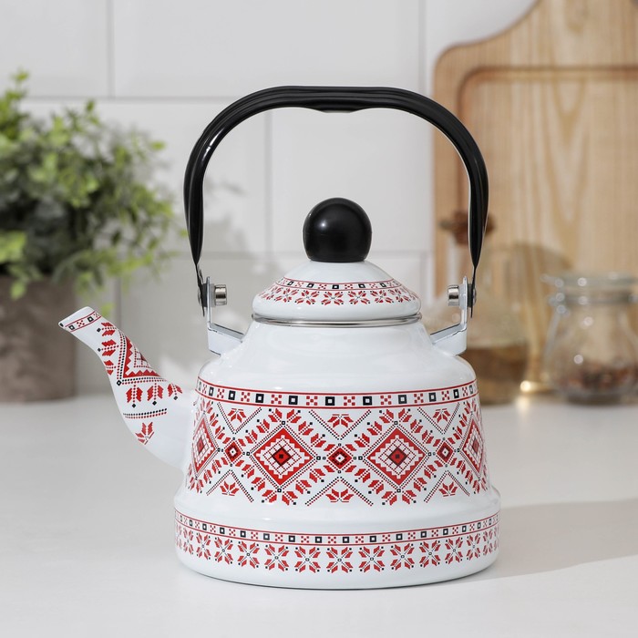 Чайник эмалированный «Скандинавия», 1,1 л, 19×14×21 см, индукция, цвет белый чайник 2 5 л vetta повар эмалированный индукция