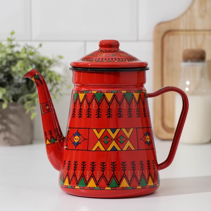 

Кофейник эмалированный «Скандинавия», 1,5 л, 21,5×13×21,5 см, цвет красный