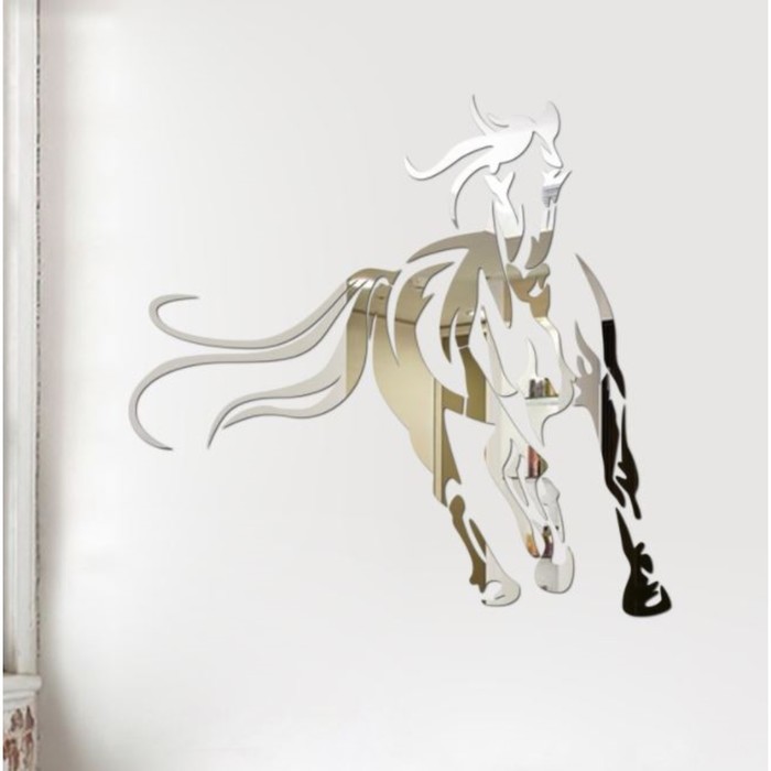 Наклейки интерьерные Лошадь, зеркальные, декор на стену, панно 63 х 56 см