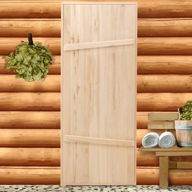 Дверной блок для бани, 190×80см, из липы, на клиньях, массив, 