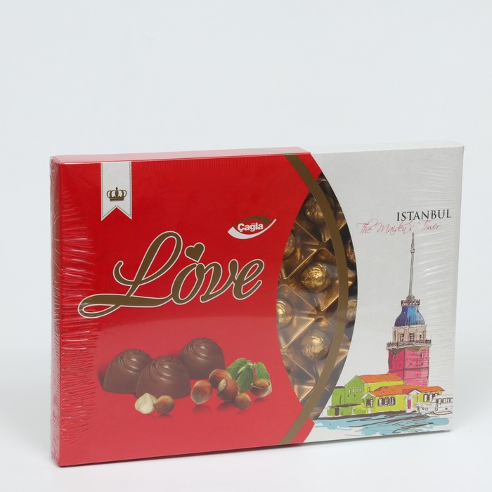 

Молочные шоколадные конфеты Love c начинкой из сливок со вкусом фундука 240г