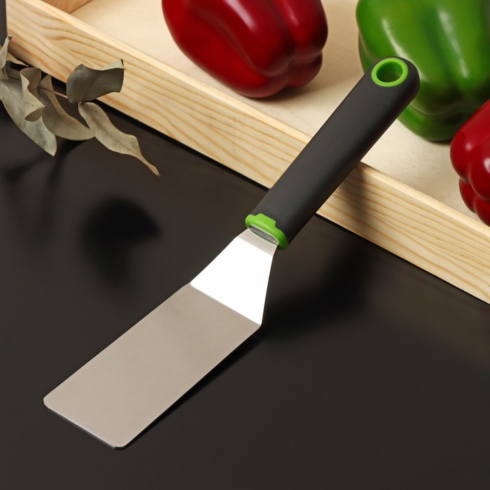 Лопатка для пиццы Доляна Lime, 25×5 см, цвет чёрно-зелёный щипцы кулинарные доляна лопатка 25×5 см цвет зелёный