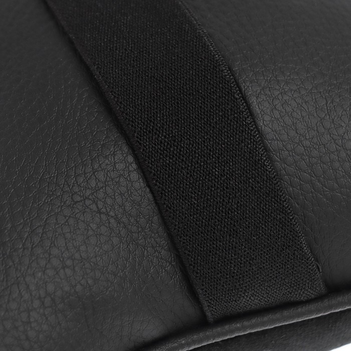 Подушка автомобильная для шеи 27×17 см, велюр, черный с серой строчкой