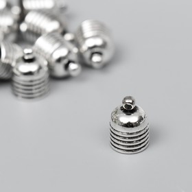 Концевик металл для творчества 'Купол с полосками' серебро G115B347 1,3х1 см Ош