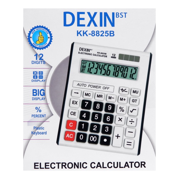Калькулятор настольный 12-разрядный КК-8825В DEXIN