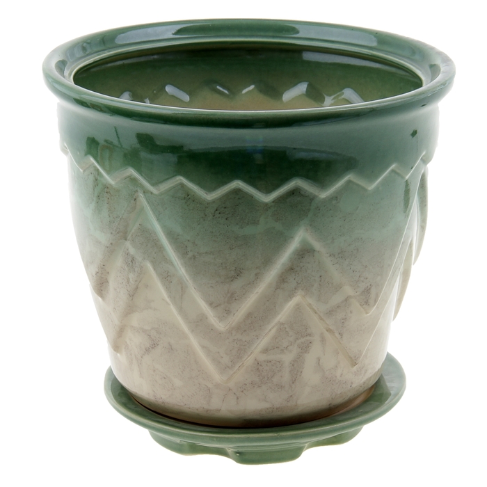 Кашпо "Арго" бело-зелёное 2,8 л