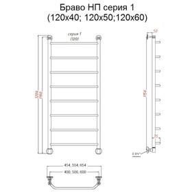 

Полотенцесушитель водяной "Тругор" Браво НП 1, 1200 х 400 мм