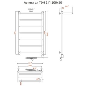 

Полотенцесушитель электрический "Тругор" Аспект эл ТЭН 1 П, 1000 х 500 мм