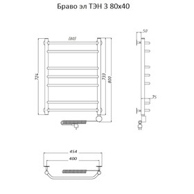 

Полотенцесушитель электрический "Тругор" Браво эл ТЭН 3, 800 х 400 мм