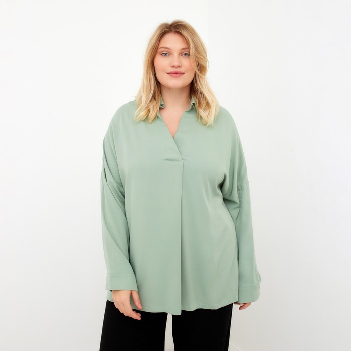 фото Рубашка женская mist plus-size, р.52, зеленый