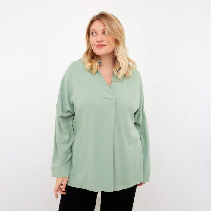 фото Рубашка женская mist plus-size, р.54, зеленый