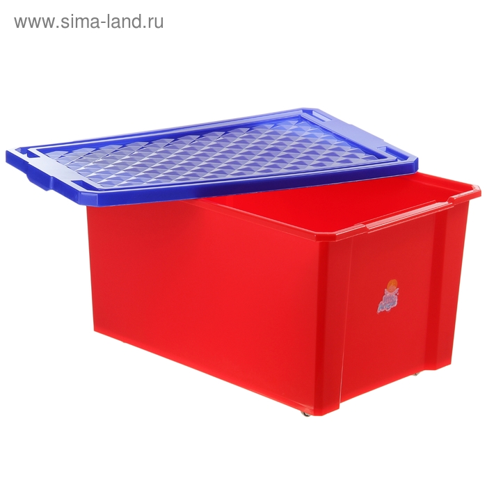 Ящик для игрушек Little Angel «Лего», 57 л, на колесах с крышкой, цвет красный