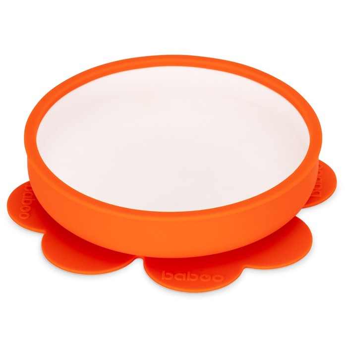 Тарелка Baboo силиконовая на присоске, от 6 месяцев, цвет оранжевый