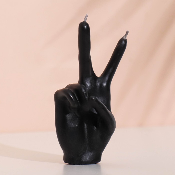 Свеча фигурная Рука-peace, 10х4 см, черная свеча фигурная в подарочной коробке рука коза 10х4 см черная