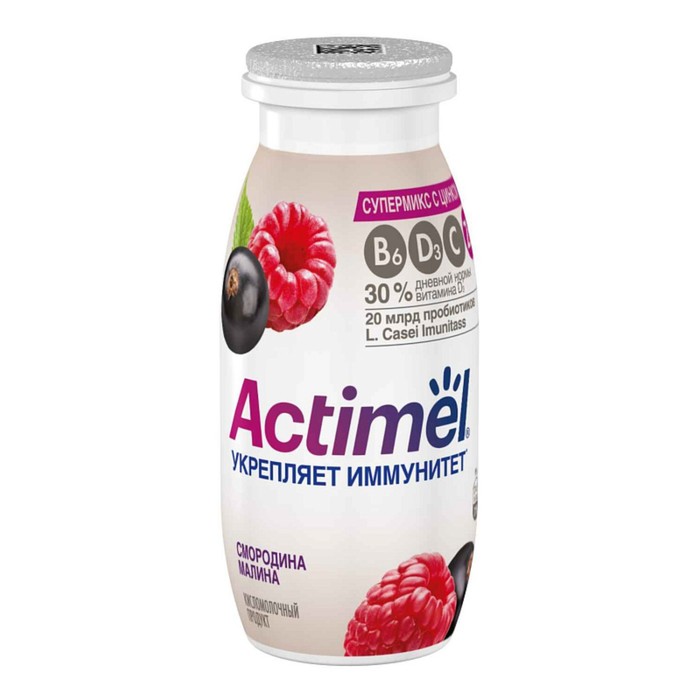 

Продукт ACTIMEL кисломолочный обогащенный смородина/малина 1,5% 95г