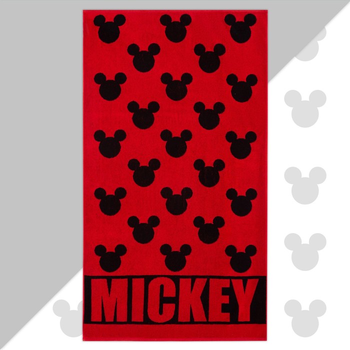 Полотенце махровое Mickey Микки Маус, красный, 70х130 см, 100% хлопок, 420гр/м2