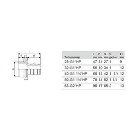 Муфта Uponor 1008730, PEX, d=32 мм х 1", наружная резьба, латунь