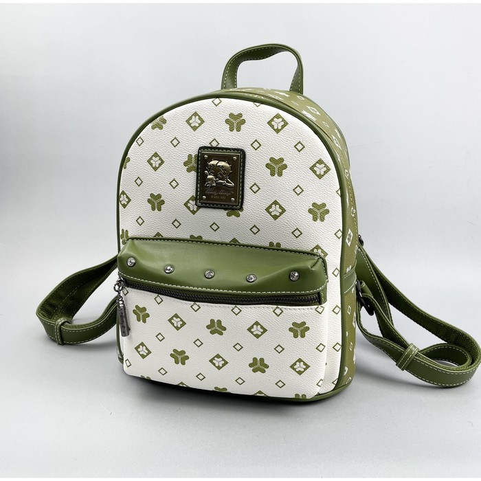 Рюкзак, отдел на молнии, цвет белый/зеленый 27х30х13см