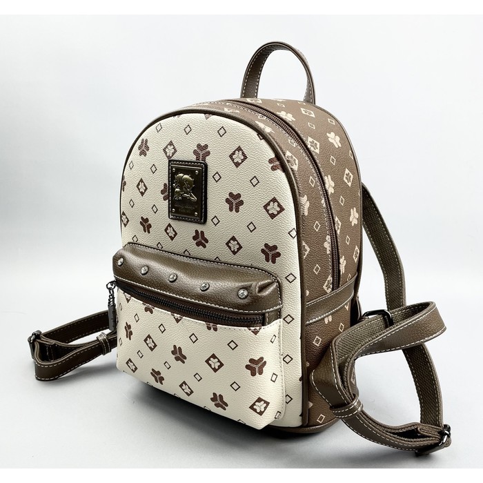 Рюкзак, отдел на молнии, цвет бежевый/коричневый 27х30х13см