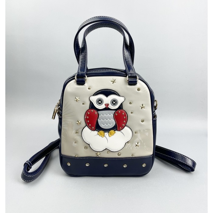 сумка(Кросс-боди)-Рюкзак, отдел на молнии, цвет белый/синий 23х25х10см