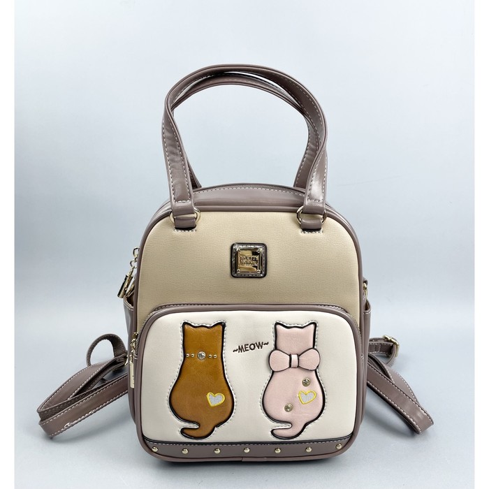 сумка(Кросс-боди)-Рюкзак, отдел на молнии, цвет какао/бежевый 23х25х10см