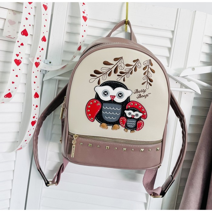 Рюкзак, отдел на молнии, цвет бежевый/пудра 26х28х12см