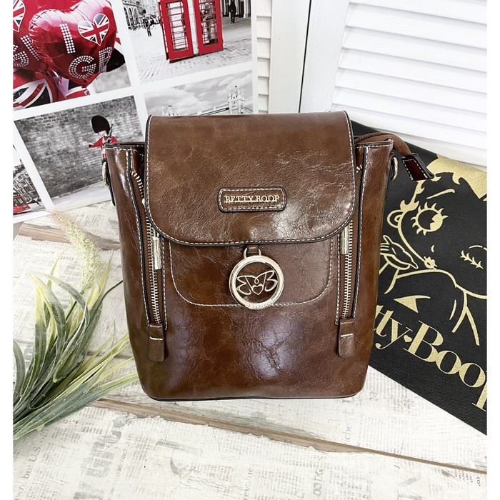 Сумка (Мессенджер)-Рюкзак , отдел на клапане, цвет коричневый 26х17х9см