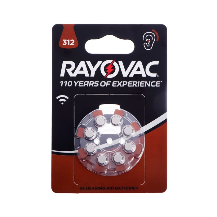 

Батарейка цинковая Varta Rayovac Acoustic, ZA-312 (PR41)-8BL, 1.45В, блистер, 8 шт