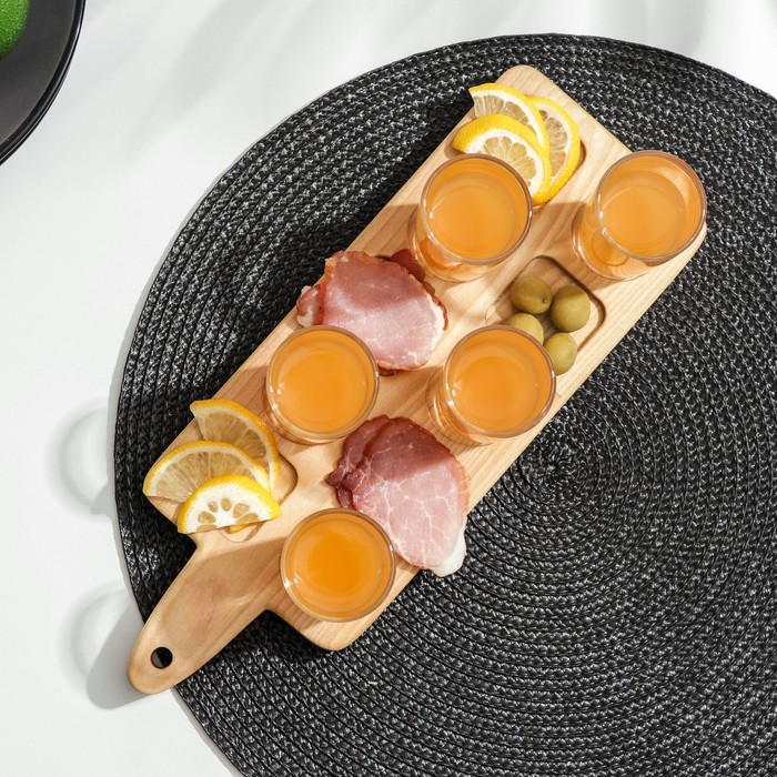 фото Доска - менажница для подачи шотов adelica, на 5 рюмок, 30×13×1,8 см, берёза