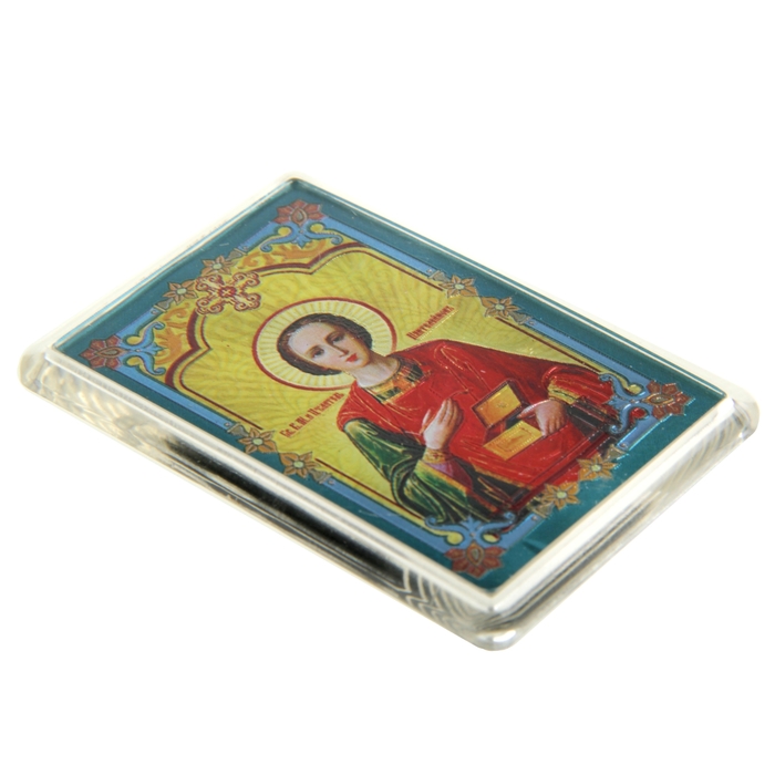 Икона в авто "Святой Пантелеимон", с клеящейся основой