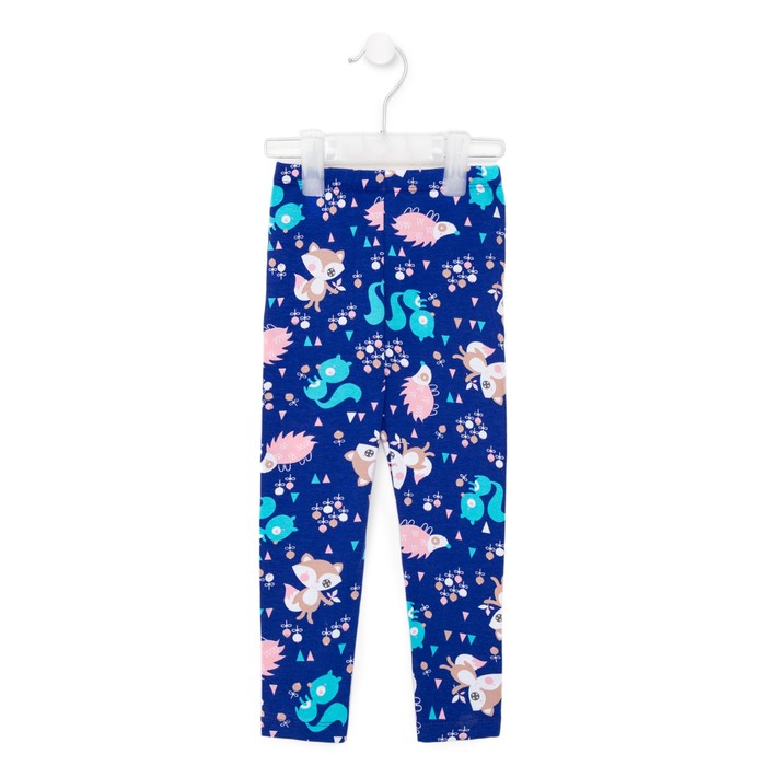 Леггинсы для девочки, цвет синий/белка, рост 98