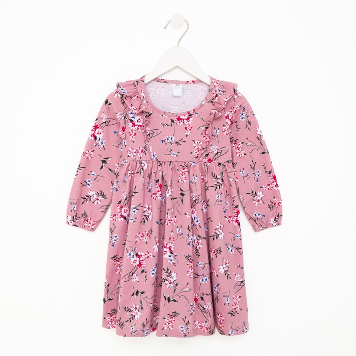 Платье для девочки, цвет розовый/цветы, рост 110