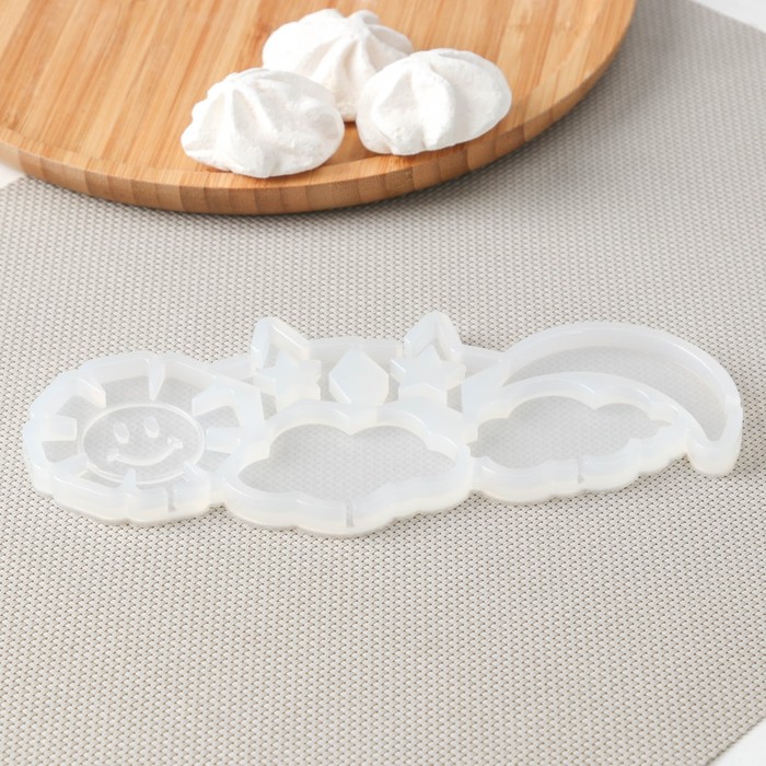 Силиконовая форма «Небо», луна 6 см, солнце 5 см,облако 4×6 см, цвет прозрачный 7586156