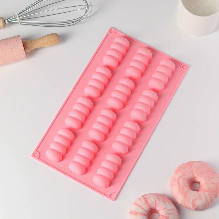 Форма для выпечки Доляна «Сладости. Бабл», силикон, 12 ячеек, 28×16×2 см, цвет розовый форма силиконовая для выпечки доляна сладости пончики в глазури 6 ячеек 27 2×16 4×3 2 см цвет микс